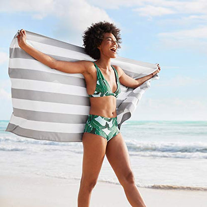 Dock & Bay Beach Towel - Quick Dry, Sand Free - Compact, Lightweight - 100% Recycled - Includes Bag - Cabana Light - Goa Grey - Extra Large (200x90cm, 78x35) - color: Cabana Light - Goa Grey, size: Extra Large (200x90cm, 78x35")