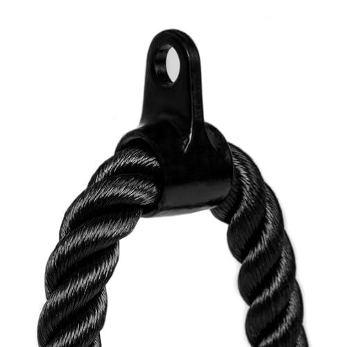 CENTR Cable Machine Attachments for Home Gyms & Functional Trainers Accessory Kit - LAT Pull Down Attachment, Triceps Rope, Curl Bar, Ankle Strap & More - Cable Machine Accessories - style: Triceps Rope