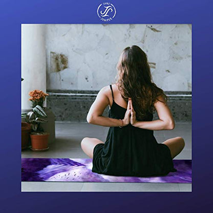 June & Juniper Travel Yoga Mat Foldable Lightweight - Thin Light Non-Slip Travel Yoga Mat Eco - color: dream last night