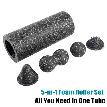 Foam Roller, Muscle Massage Wheel, Non Slip Tissue Gym Accessory for Yoga Pilates Fitness Travel Hotel Indoor Back Leg Home Practice Compact Portable Tool with Strong Grip