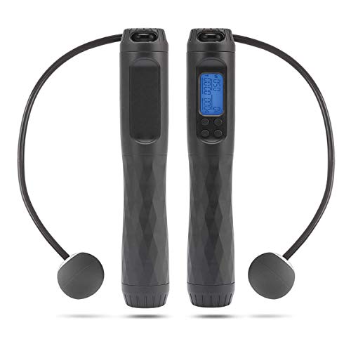 Zoë's Corner: Cordless Weighted Digital Counter Jump Rope for Crossfit Cardio WOD, Exercise, Boxing, Martial Arts, MMA Training, Gym Fitness. Illuminated LED, Rotation-Calorie Counter.