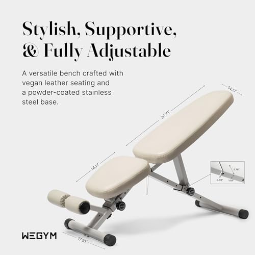 WeGym Workout Bench, Adjustable and Collapsible for Home Gym Training - color: Sandstone