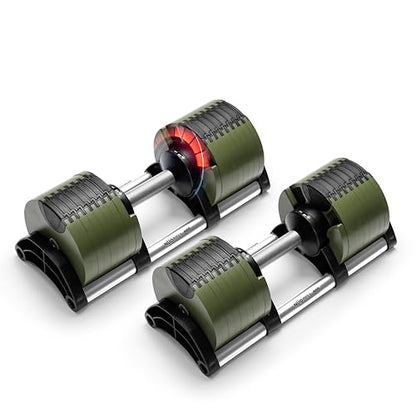NUOBELL Adjustable Dumbbells 5-80 lbs: Replace 16 Sets, Ideal for Home Gym Weight Bench & Press - color: Tactical Green