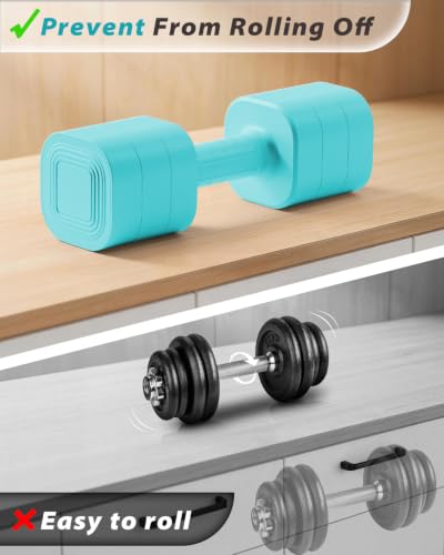 Ragebby Adjustable Dumbbell Set of 2, Weights for Men and Women at Home - color: MINT BLUE, style: 10LB(5LB Pair)