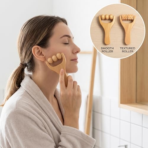 Wooden Massage Roller, Wooden Foot Massager Roller, Three Massage Tools Set for Muscle Relaxation, Handheld Wood Body Roller, Natural Wood Construction with Ergonomic Design