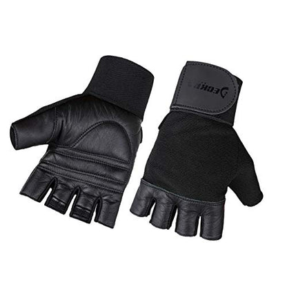 Weight Lifting Gloves Genuine Leather Padded Palm Gym Workout Fitness Gloves Built in Wrist Support Long Velcro