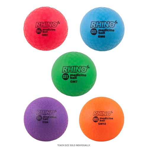 Champion Sports Rhino Gel Filled Medicine Ball – Durable, Soft Grip Weighted Ball for Strength, Cardio, & Rebounder Training – Multiple Weights for Home Gym & Fitness - style: 4 Lb Medicine Ball (Blue)