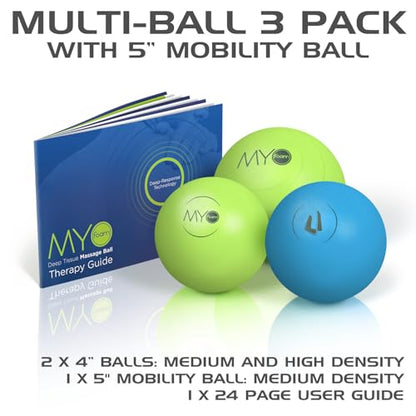 Ultimate Body Press 3 Pack - 5 inch Medium-Density and Two Four-inch Medium and High Density Rebounding Rubber Polymer Balls, Perfect for Muscle Recovery & Trigger Point Relief