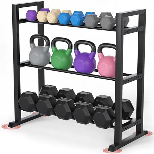 Dumbbell Rack, 2-Tier | 3-Tier Weight Rack for Home Gym, 300LB | 450LB Adjustable Dumbbell Rack Stand Only Weight Storage Rack Gym Organizer - size: 3-Tier dumbell rack