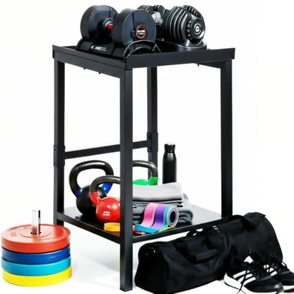 Commercial Heavy Duty Adjustable Dumbbell Stand & Kettlebell Stand, Adjustable Dumbbell Weight Rack, Kettlebell Storage Rack, Weight Rack for Garage/Home Gym/Commercial with Non-Slip Base, Anti-Tip Safety & Space-Saving Design, Weight Capacity 500/600/800