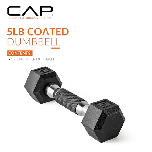 CAP Rubber Coated Dumbbell Weights, Free Weights for Home Gym Strength Training, Anti-Roll Hex Dumbbells with Black, Chrome & Comfort Grip Handles, Pairs & Sets - size: 15 lb - Pair, style: 12-Sided - Black Handle