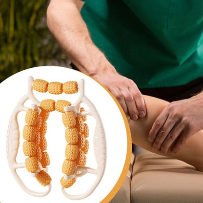 harayaa 29 Wheels Massage Roller Leg Roller Muscle Relaxation Exercise Multifunctional Ergonomic Leg Clamp for Thigh Wrist Hand Foot, Orange