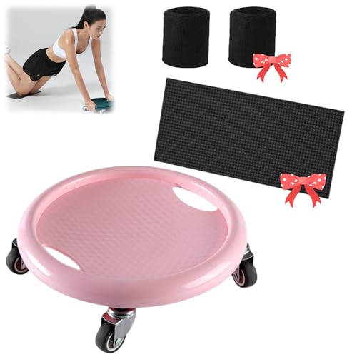 Ab Roller Wheel,Portable Women's Multifunctional Abdominal Wheel Board with Mat,360° Rotation, for Beginners or Professionals to do Full-Body Fat-Burning Abdominal Exercises in the Gym or at Home - color: Pink