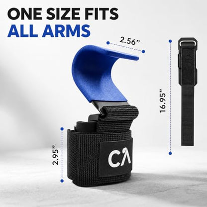 Weight Lifting Hooks (Pair) for Deadlifts, Pull Ups, Rows & Shrugs - Heavy Duty Gym Hooks with 8mm Padded Wrist Straps, Secure Grip Support for Weightlifting, Powerlifting & Strength Training - color: Blue
