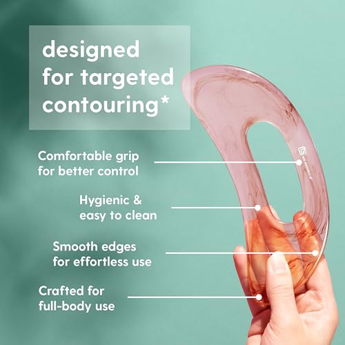 Large Body Gua Sha Tool for Lymphatic Drainage, Cellulite, Sculpting and Sore Muscles, Grip-Friendly with Smooth Resin & Ergonomic Design for Jawline, Neck, Thighs and Stomach by M3 - Pink