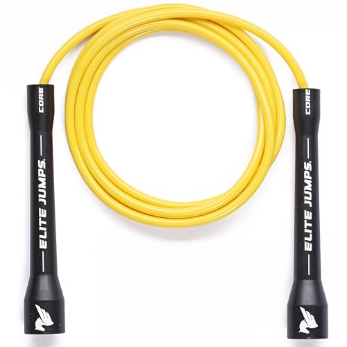 Core Jump Rope - Indoor/outdoor adjustable jump rope for Training and Fitness PVC Skip Rope for Fitness - Unbreakable Handles with Tangle-Free Jumping Rope for Workout - color: Black & Yellow