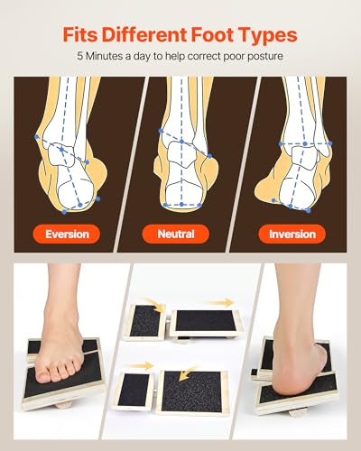 VEVOR Balance Board, Wobble Board Trainer for Adults Foot & Ankle Strengthening, Non-Slip Wood Premium Wooden Balance Training Equipment, Compact with Storage Bag, Ideal for Physical Therapy Exercises