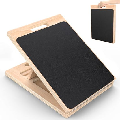 Adjustable Wooden Slant Board for Calf Stretching ,Portable Calf Strecther Incline Board for Knees Ankle Heel Feet Leg,Slanted Board for Physical Therapy - style: Standard Edition (15°-30°)