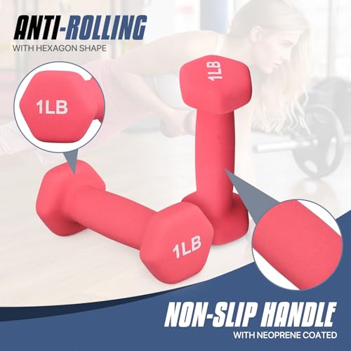 MADOG Dumbbell Set, Anti-Slip Neoprene Coated Hexagon Hand Weights for Home Gym Equipment Workouts Strength Training