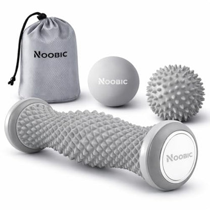 Foot Roller for Plantar Fasciitis Pain Relief – Deep Tissue Foot Massage Kit for Arch & Heel Pain, Includes Lacrosse & Spiky Massage Ball