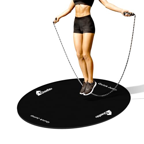 Jump Rope Mat Large Rubber Exercise Mat Workout Mats for Home Gym Flooring Non-Slip Oval Design for Floor & Rope Protection