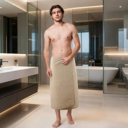 POLYTE 380 GSM Poly Blend Microfiber Quick Dry Waffle Bath Towel, 30x60 in - color: Beige