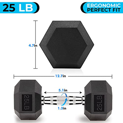 Hex Dumbbells 5,10,15,20,25,30,40 LB Exercise & Fitness Weights Dumbbell For Women & Men Free Weights Rubber Coated cast Iron Set