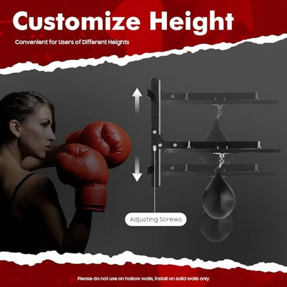 Heavy Duty Adjustable Speed Bag Platform Kit 24", Professional Fitness Ball Boxing Reaction Training Kit, Adjustable Height Wall Mounted Fitness Ball Boxing Reaction Training Equipment