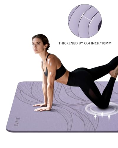 Large Yoga Mat (75.5"x47.6"x0.4"）Extra Wide & Thick 10mm - color: Purple
