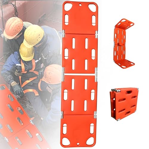 Folding Spine Board Stretcher with Safety Straps, EMS Medical Folding Stretcher, Floating Design for Emergency Patient Transfer and Water Rescue Operations(4Folds) - size: 4Folds