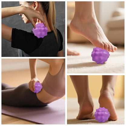 Massage Ball Set, Plantar Fasciitis Relief Foot Pain Therapy - Trigger Point, Heel Spur, Sore Muscle- Back, Arm, Neck, Shoulder, Leg Circulation Roller