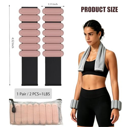 Wrist & Ankle Weights Set for Women (2pcs, 0.5kg Total), Adjustable Silicone Wearable Arm Leg Weighted Bangles, Portable Fitness Weights for Walking, Yoga, Pilates, Dance, Barre & Gym Exercise - color: Dusty Rose