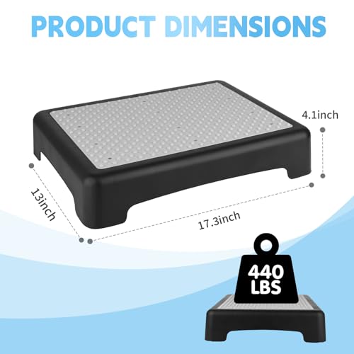 One Step Stool for Adults & Seniors, Indoor/Outdoor Portable Stair Assist, Platform Step, Non-Slip Bathroom, Step Stool for Car, Bedside, Office, Shower, Stairs, Bed, 450lbs Capacity (Grey)