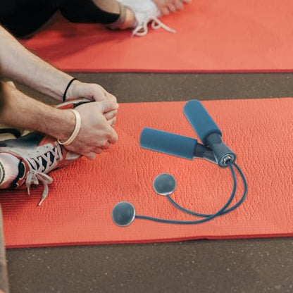 MAGICLULU Cordless Weighted Jump Rope with Dual Bearings, Ropeless Skipping Rope for Indoor Fitness Exercise, Blue Ball Design, for Adult Workout and Training
