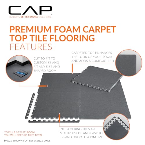 CAP Barbell Interlocking EVA Foam Carpet Puzzle Mat Floor Tiles - 24" x 24" x 1/2" | Multiple Color Options