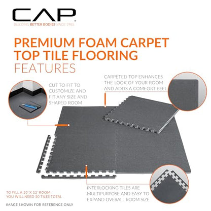 CAP Barbell Interlocking EVA Foam Carpet Puzzle Mat Floor Tiles - 24" x 24" x 1/2" | Multiple Color Options