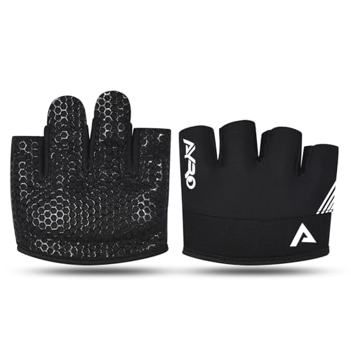 AYRO Minimal Workout Gloves, Short Partial Gym Weight Lifting Gloves Grip Pads for Men & Women with Full Palm Protection & Extra Grip, Best for Weightlifting, Training, Gym & Hand Support - color: Black, size: X-Small