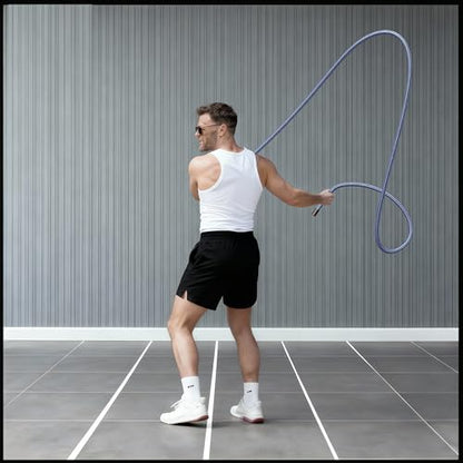 Flow Rope Exercise Jump Rope – 1.5lb Weighted Flow Jump Rope for Cardio, Boxing, HIIT & Upper Body Fitness – Adjustable Double Woven Workout Rope for Men, Beginners – Indoor & Outdoor Use