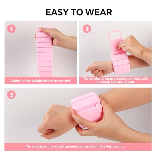 2 LB Adjustable Women's Wrist, Ankle Weights - Silicone 2-Piece Set, Waterproof, Comfortable and Breathable, Great for Yoga, Running, Swimming, Pilates - Great for Workouts