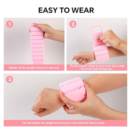 2 LB Adjustable Women's Wrist, Ankle Weights - Silicone 2-Piece Set, Waterproof, Comfortable and Breathable, Great for Yoga, Running, Swimming, Pilates - Great for Workouts