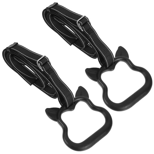 Outanaya Gymnastics Rings Set with Adjustable Straps, Black Foldable Pull up Rings for Indoor Fitness Training and Strength Exercise Equipment for Boys