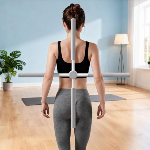 Yoga Postures Stick – Yoga Exercise Stick, Stretch Mobility Pole, Adjustable Pilates Training Bar, Portable Rehabilitation Fitness Tool | Lightweight Stretching Aid for Office Gym Travel Home - color: Gray