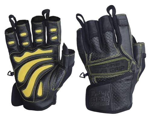 Elite Leather Gym Gloves – Grip & Comfort Design for Weightlifting, Powerlifting, Bodybuilding & Strength Training Workouts for Men & Women - color: Yellow, size: X-Small