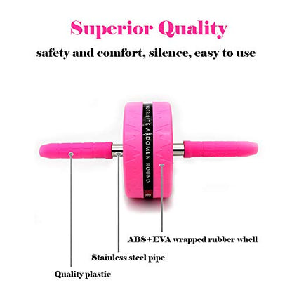 Ab Roller Wheel for Abs Workout - Complete Home Gym Set with AB Wheel Roller, Knee Mat, and Jump Rope (Pink)