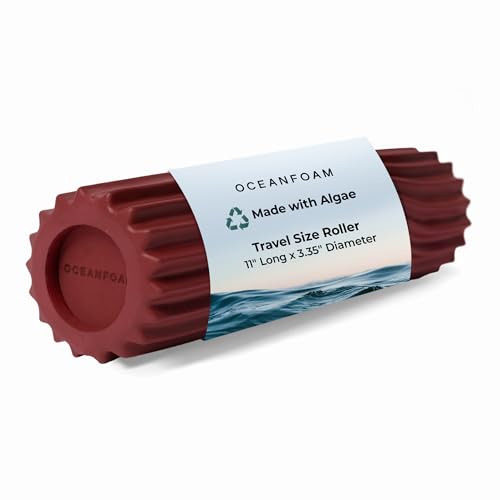 Ripple Travel Foam Roller (11" x 3.35") Firm Mini Foam Roller for Physical Therapy, Deep Tissue Massage, Back Pain - High Density, Ergonomic Wave Textured - Yoga, Pilates, Exercise (Maroon) - color: Maroon