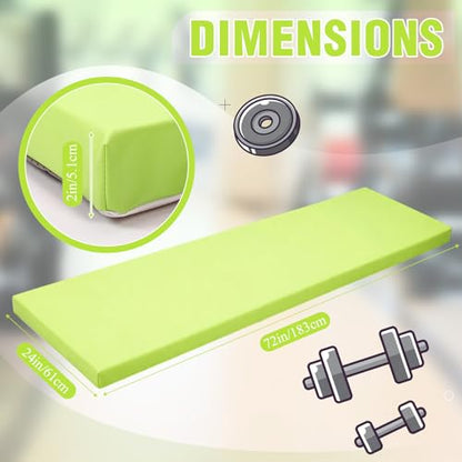 Lyrow 2 Inch 72"x24" Thick Foldable Yoga Mat with Carry Strap, Non-slip Portable Foam Gym Mat for Yoga, Pilates and Stretching - color: Fresh Green