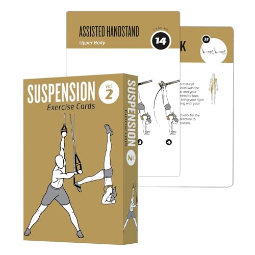 Suspension Workout Cards, 62 Exercises Cards Deck Large Size 5" x 3.5" Fitness Cards for Women & Men, Beginner Fitness Guide to Training Exercises at Home or Gym (Suspension, Vol 2)