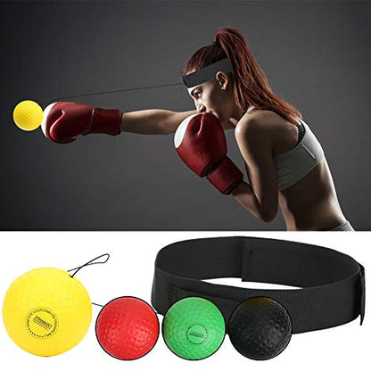 Soft React Head Ball, Boxing Reflex Ball 4 Balls Head‑Mounted Boxing Reflex Ball Set, Boxing Exercise Ball for Fitness Sports, Hand Eye Coordination