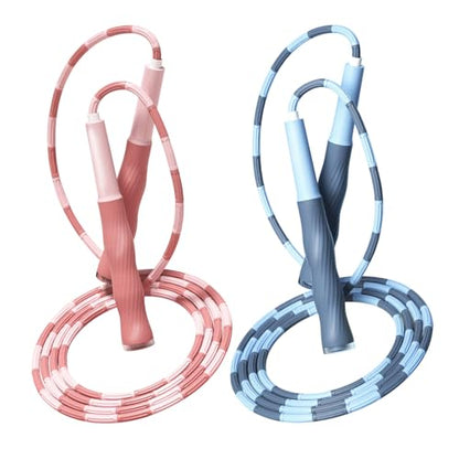 Redify Beaded Jump Rope for Kids,Tangle-Free Segmented Kids Jump Rope with Soft Anti-slip Handles,Adjustable Jumping Rope for Women