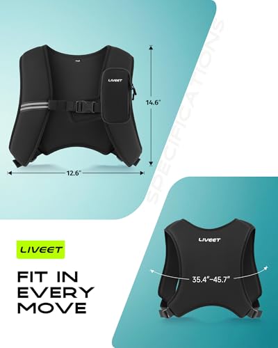 Weighted Vest, Weight Vest for Women Men, 5/10/15 lb Washable Silicone Soft Iron Workout Vest with Reflective Strips & Arm Pocket, Ultra Thin Fitness Vest for Training Walking Yoga - size: 15 LB
